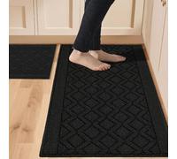 COSY HOMEER Lot de 2 Tapis de Cuisine Doux 122 x 50,8 cm/76,2 x 50,8 cm en 100% polypropylène, spécialisé dans Les Tapis de Cuisine antidérapants et lavables en Machine, Noir