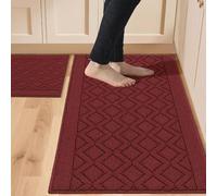 COSY HOMEER Lot de 2 Tapis de Cuisine Doux 122 x 50,8 cm en 100% polypropylène spécialisé dans Les Tapis de Cuisine antidérapants et lavables en Machine, Rouge
