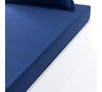 Cosy Luxe Drap Housse 200 x 200 cm, 100% Coton, 57 Fils/cm²,Grand Bonnet 30 cm Extensible (Bleu)