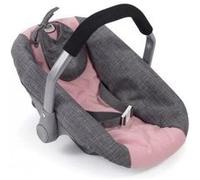 Cosy Pour Poupee Jusqu'a 50 Cm, Rose Et Gris - Siege Auto, Porte Poupon - Avec Ceinture - Accessoire - Set Jouet Fille + Carte