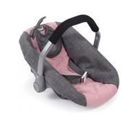 Cosy pour Poupee jusqu'a 50 cm, Rose et Gris - Siege Auto, Porte Poupon - avec Ceinture - Accessoire - Set Jouet Fille + 1 Carte
