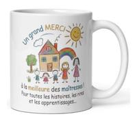 COSY & SIP Mug Merci maîtresse - Cadeau fin d’année scolaire enseignante - Tasse message touchant école maternelle et primaire - Céramique avec boîte cadeau