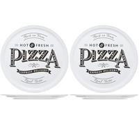 Cosy & Trendy 4562420 Assiette Céramique Hot - Fresh Pizza, Blanc,D 30cm (Lot de 2)
