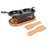 Cosy & Trendy Appareil à Raclette ovale en Acier inoxydable+ 2 spatules, 2 personnes, Noir, Moyen