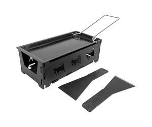 Cosy & Trendy Appareil à Raclette rectangle en Acier inoxydable+ 2 spatules, 2 personnes, Noir