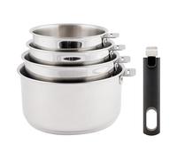 Cosy & Trendy Batterie de cuisine en Acier inoxydable, manche amovible, 5 pièces, sans PFAS, tous feux dont induction, Noir