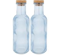 Cosy & Trendy Bouteille en Verre Raya, Bleu, 1L (Lot de 2)