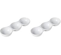 Cosy & Trendy Coupelle apéritive en Porcelaine, 3 compartiments, 24x7.5xH 3.3Cm, Blanc (Lot de 2)