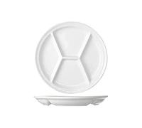 Cosy & Trendy HJ3151 Assiette à fondue, 4 compartiments, Porcelaine, diamètre 26 cm, Blanc