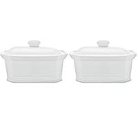 Cosy & Trendy RH46635 Terrine Pâté à couvercle, Porcelaine - Blanc - 1L (Lot de 2)