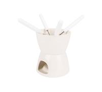 Cosy & Trendy Service à fondue chocolat en Porcelaine, Blanc, D11.5 cm-Inclut 4 Fourchettes