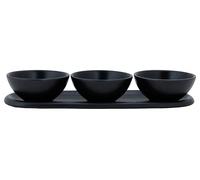 Cosy & Trendy Service apéritif en Grès Ellips, noir, 4 pièces - Assiette Ovale 28,5X9,5Cm + 3 Coupelles D9Cm