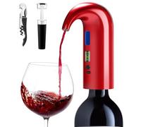 Cosyall Décanteur à vin électrique, Aérateur Distributeur Verseur, verseur d'aérateur de vin rouge à une touche, rechargeable de type C pour la maison et le bar (Rouge)