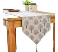 CosyAurora Chemin de Table en Lin avec Arbres de mûrier, décoration de Table de Salle à Manger de Cuisine saisonnière pour décoration de fête à la Maison (Blanc crème, 30 x 140 cm)
