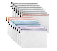 CosyCaya Lot de 15 pochettes A4 à fermeture éclair, en maille plastique, avec fermeture éclair, porte-documents A4, étanches, pour fichiers, cosmétiques