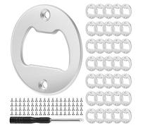 CosyCaya Lot de 36 embouts décapsuleurs ronds en acier inoxydable pour bricolage, avec vis et tournevis, pour cuisine, bar, restaurant, moules en résine, bricolage (argenté)