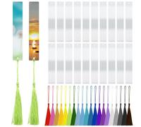 CosyCaya Lot de 40 marque-pages de sublimation avec transfert, marque-page en métal d'aluminium, impression recto-verso, marque-page et pompons de bricolage