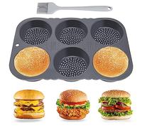 CosyCaya Moule à Pain Hamburger, Moule pour Burger Bun en Silicone Rond 10 cm Ø - Pour Pain, Pains à Hamburgers et Muffins XXL - incl. Brosse à en Silicone, Outils de Cuisson de Cuisine