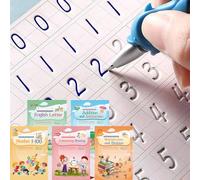 CosyCorner Cahiers magiques pour pratique de l'écriture manuscrite - Carnet de notes réutilisables pour enfants (4 livres, 25,4 x 19,5 cm)
