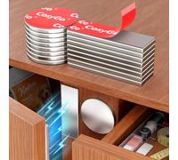 COSYGO Lot de 8 loquets de porte magnétiques sur toute la surface, sans perçage, aimants de porte d'armoire ultra fins avec adhésif puissant, chaud et imperméable, ronds de 2 cm et rectangulaires de 3