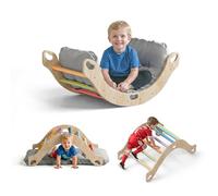 COSYLAND Arche d'escalade pour Enfants avec Coussin,Pont de grimpe/Arc de grimpe avec Coussin,Parcours motricité bébé, Classic Rainbow