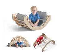 COSYLAND Arche d'escalade pour Enfants avec Coussin,Pont de grimpe/Arc de grimpe avec Coussin,Parcours motricité bébé, Classic Natural