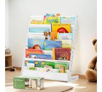 COSYLAND Bibliothèque en Bois pour Enfants - Présentoir à 6 étages - Étagère en Tissu pour Chambre d'enfant et Chambre d'enfant (62,8 cm, Blanc)