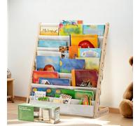 COSYLAND Bibliothèque en Bois pour Enfants - Présentoir à 6 étages - Étagère en Tissu pour Chambre d'enfant et Chambre d'enfant (62,8 cm, Jaune pin)