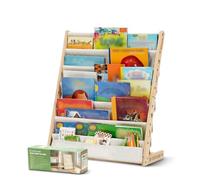 COSYLAND Bibliotheque Enfant en Bois Massif à 7 Niveaux - Etagere de Rangement pour Livres - Présentoir Livres Bebe avec Design Stable - Meuble Montessori pour Chambre d’Enfant (H76 cm, Naturel)