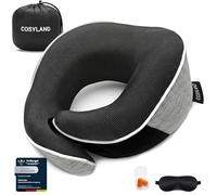 COSYLAND Coussin de Voyage Avion - Oreiller de Voyage Ergonomique avec Support 360° en Mousse à Mémoire de Forme - Tour de Cou Avion, INCL. Masque de Sommeil & Bouchons d'oreilles - Lavable - Gris