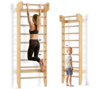 COSYLAND Espalier en Bois, Échelle Suédoise de Gym pour Adultes,Structure Murale Robuste jusqu’à 100KG, Espalier Polyvalent pour Musculation, Étirements et Entraînement à Domicile-Natural