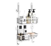 COSYLAND Étagère de douche à poser sur la porte, antirouille pour salle de bain, étagère murale en acier inoxydable SUS304 pour dortoir, toilettes, baignoire et cuisine, argenté