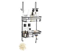 COSYLAND Étagère de douche à poser sur la porte, étagère de salle de bain antirouille en acier inoxydable SUS304 pour dortoir, toilettes, baignoire et cuisine, noir