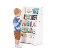 COSYLAND Étagère Livres pour Enfants Bibliothèque Avant 4 Poches en Tissu | Couvertures apparentes, à sa hauteur ; coins arrondis et base étroite ; pour chambre d'enfant, coin lecture et crèche