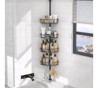 COSYLAND Etagere Salle de Bain - Telescopique d'Angle - sans Percage | Etagere Douche sans Percage, Rangement et Organisation de la Salle de Bain, Rangement Douche, 4 Niveaux, 85-316 cm, Noir