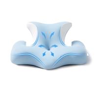 COSYLAND Oreiller Mémoire de Forme pour Dormeurs Latéraux - Oreiller Ergonomique Cervical pour la Nuque, Cavités pour Les Oreilles, Mousse à Rebond Lent, Housse Amovible et Lavable, Bleu Ciel