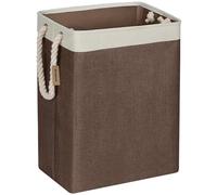 COSYLAND Panier à Linge 65L, Corbeille à Linge Pliable en Jute et Coton avec Doublure Imperméable, Bac à Linge Laundry Basket avec Poignées pour Salle de Bain, Chambre, Buanderie - Marron