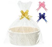 COSYLAND Panier Cadeau Vide Rangement: Blanc 33 x 23 x 14 cm Corde Coton | 65% Coton 35% Polyester Tressé, Sac Cadeau et Nœud Inclus, Deux Poignées Latérales, Pour Chambre d'Enfant