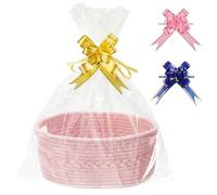 COSYLAND Panier Cadeau Vide: Rose Clair 30 x 20 x 13 cm Corde Coton | 65% Coton 35% Polyester Tressé, Sac Cadeau et Nœud Inclus, Deux Poignées Latérales, Pour Chambre d'Enfant