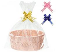 COSYLAND Panier Cadeau Vide: Rose Grisé 33 x 23 x 14 cm Corde Coton | 65% Coton 35% Polyester Tressé, Sac Cadeau et Nœud Inclus, Deux Poignées Latérales, Pour Chambre d'Enfant