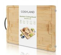 COSYLAND Planche à découper en bambou - Planche à découper bois 42 × 30 × 2 cm (20 mm), pré-huilée et résistante à l’eau, douce pour les couteaux, planche de cuisine pour viande, légumes et pain