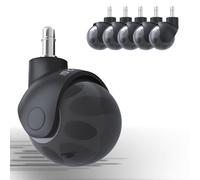 COSYLAND Roulettes de Chaise de Bureau 5PCS 11x22mm - Roues Silencieuses et Résistantes 300 kg, Compatibles Fauteuils de Bureau Standard, Rotation 360°, Installation Facile, Hauteur 5 cm, Noires