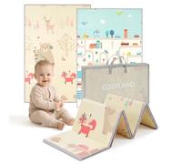 COSYLAND Tapis d’éveil bébé pliable - Tapis bébé en mousse pour sol, tapis de jeux bébé et tapis enfant, tapis d’éveil évolutif pour enfants, 150 × 180 × 1 cm - Bear & City Cars