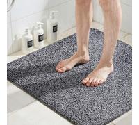 COSYLAND Tapis de Douche Antidérapant 80x80 cm - Tapis de Bain Design Luffa - Drainage Efficace & Confort - Salle de Bain - Noir/Blanc