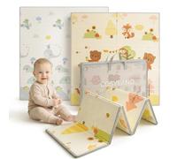 COSYLAND Tapis de Jeu Pliable réversible en Mousse XPE, dès 3 Ans | 150 x 180 x 1 cm, animaux et forêt, sac de rangement zippé à poignées inclus