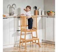 COSYLAND Tour d Observation Enfant, Tour d'observation Montessori Durable, Sûr et Sécurisé Tour d'apprentissage Bebe en Bambou, Chaise Montessori Enfant À Partir de 18 Mois, Classic Natural