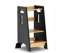 COSYLAND Tour d'apprentissage pour Enfants - Tour d'apprentissage en Bois pour bébés de 1 à 6 Ans - Hauteur réglable sur 3 Niveaux - 80 cm - Noir Classique et Naturel