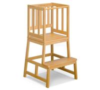 COSYLAND Tour d'Observation Brevet n° 008546345-0001,Tour d'apprentissage en Bambou, Les Tout-Petits de 18 Mois à 3 Ans pour l'Apprentissage du Comptoir Cuisine-Salle de Bain, Couleur Naturelle