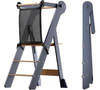 COSYLAND Tour D'observation Enfant Pliable Montessori 2 Hauteurs Réglables, Bambou Naturel Tour D'apprentissage Sécurisée Avec Angles Anti-bascule Chaise Learning Tower Pour Enfants de 18 Mois À 6 Ans