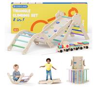COSYLAND Triangle d’Escalade Montessori 8-en-1 - Arche Pliable en Bois, Parcours de Motricité pour Enfants 1-3 Ans, Structure Stable, Charge 80 kg, Coffret Cadeau Coloré (Froid)